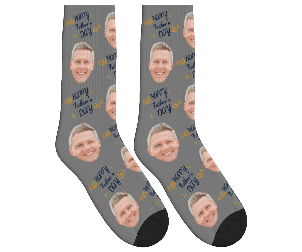 Happy Father's Day Socks - Gray / Crew Socks