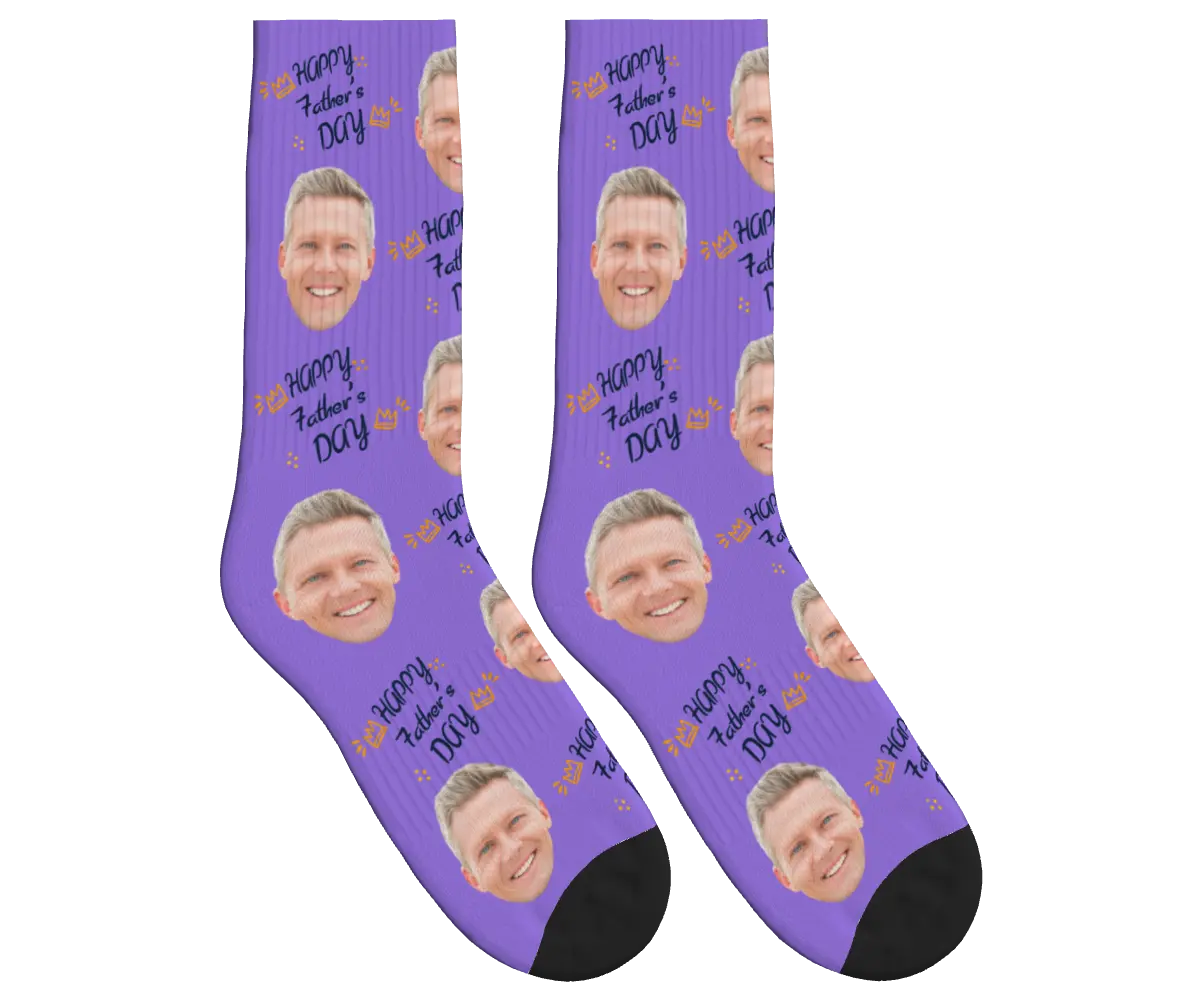 Happy Father's Day Socks - Purple / Crew Socks