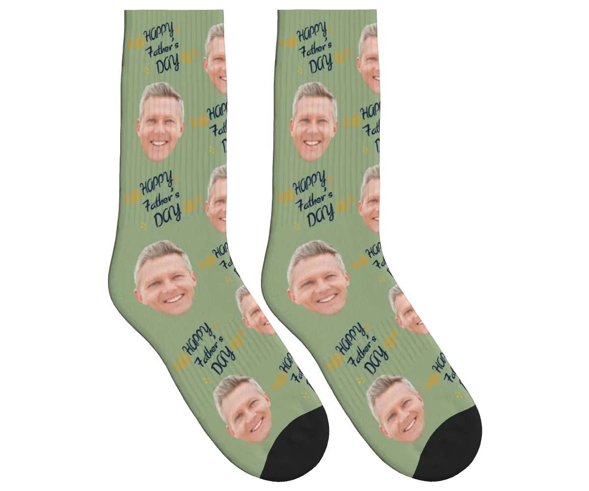Happy Father's Day Socks - Sage Green / Crew Socks