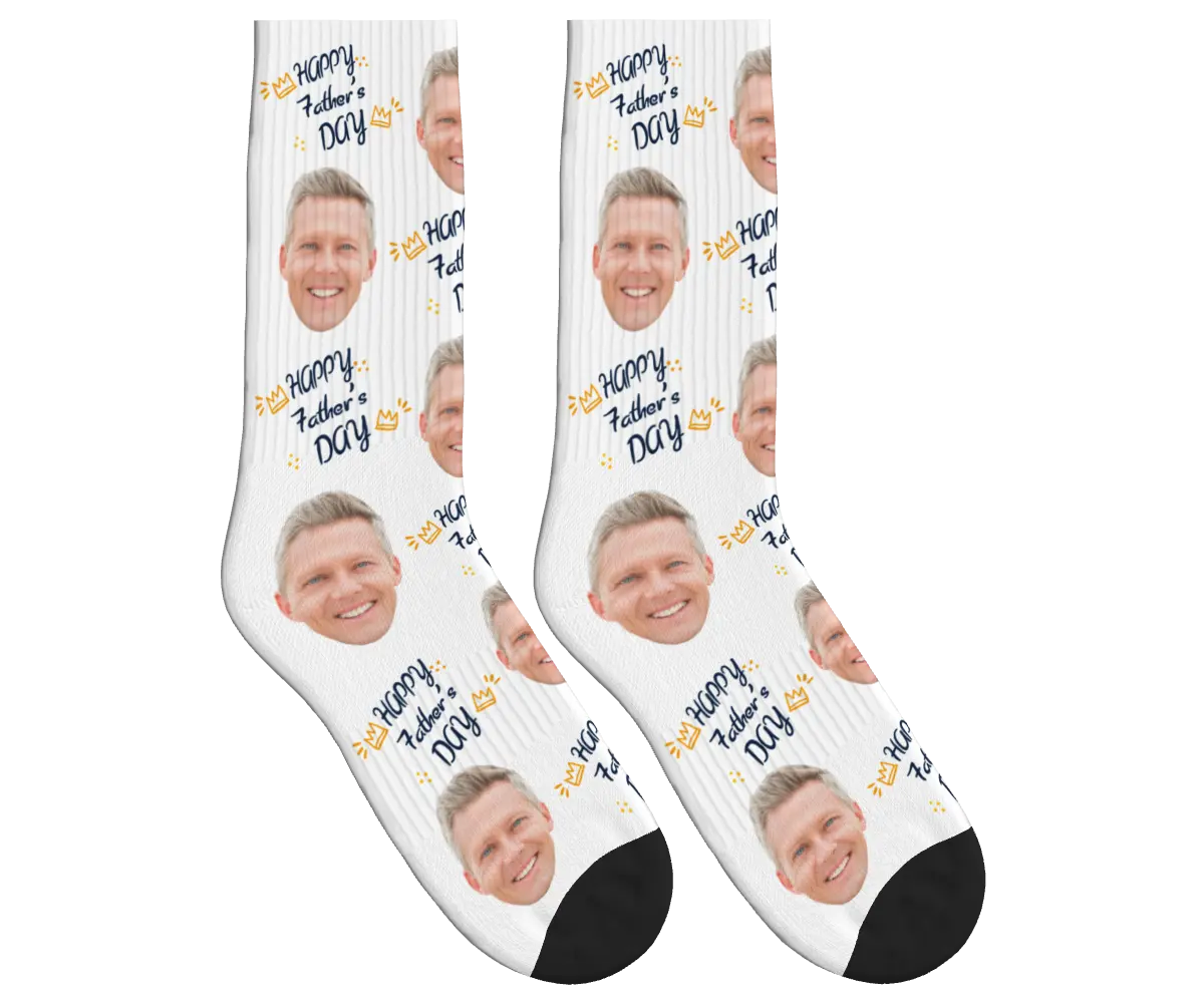Happy Father's Day Socks - White / Crew Socks