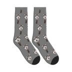 Hooded Skeleton Dog Face Socks in Gray with a custom dog photo