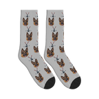 Ice Hockey Dog Face Socks in Light Gray with a custom dog photo