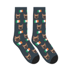 Ireland Flag Dog Face Socks in Charcoal Gray with a custom dog photo