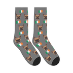 Ireland Flag Dog Face Socks in Gray with a custom dog photo