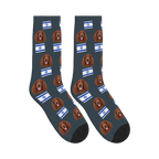 Israel Flag Dog Face Socks in Charcoal Gray with a custom dog photo