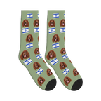 Israel Flag Dog Face Socks in Sage Green with a custom dog photo