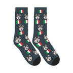 Italy Flag Dog Face Socks in Charcoal Gray with a custom dog photo