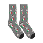 Italy Flag Dog Face Socks in Gray with a custom dog photo