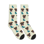 Louisiana Map Dog Face Socks in Beige with a custom dog photo