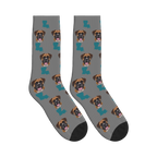 Louisiana Map Dog Face Socks in Gray with a custom dog photo