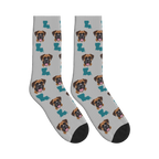 Louisiana Map Dog Face Socks in Light Gray with a custom dog photo