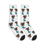 Louisiana Map Dog Face Socks in White with a custom dog photo