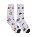 Love You Forever Dog Face Socks in Lavender with a custom dog photo