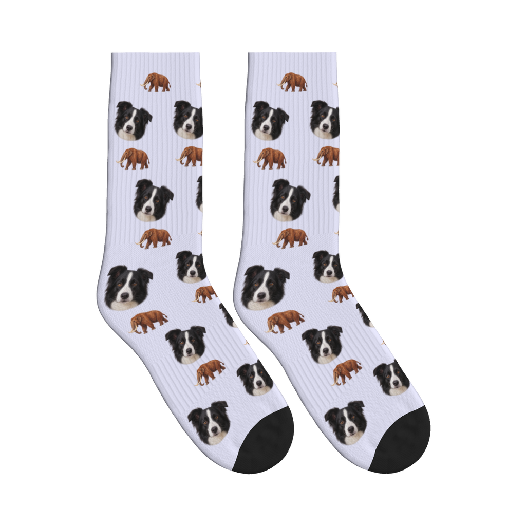Mastodon Dog Face Socks in Lavender with a custom dog photo