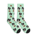 Mastodon Dog Face Socks in Mint Green with a custom dog photo