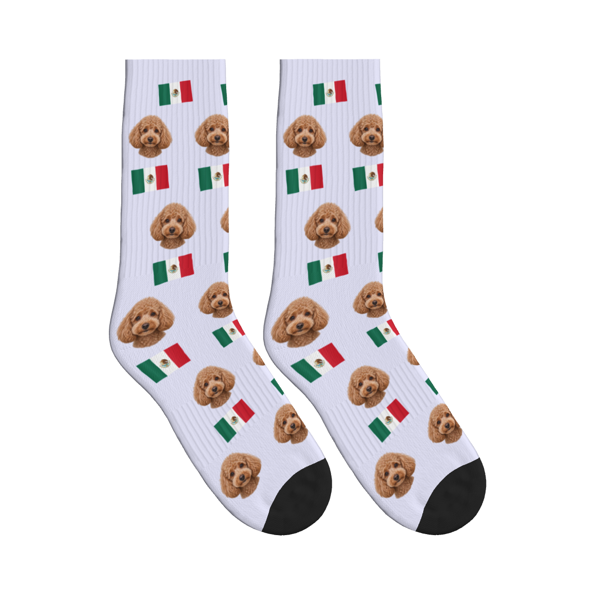 Mexico Flag Dog Face Socks in Lavender with a custom dog photo