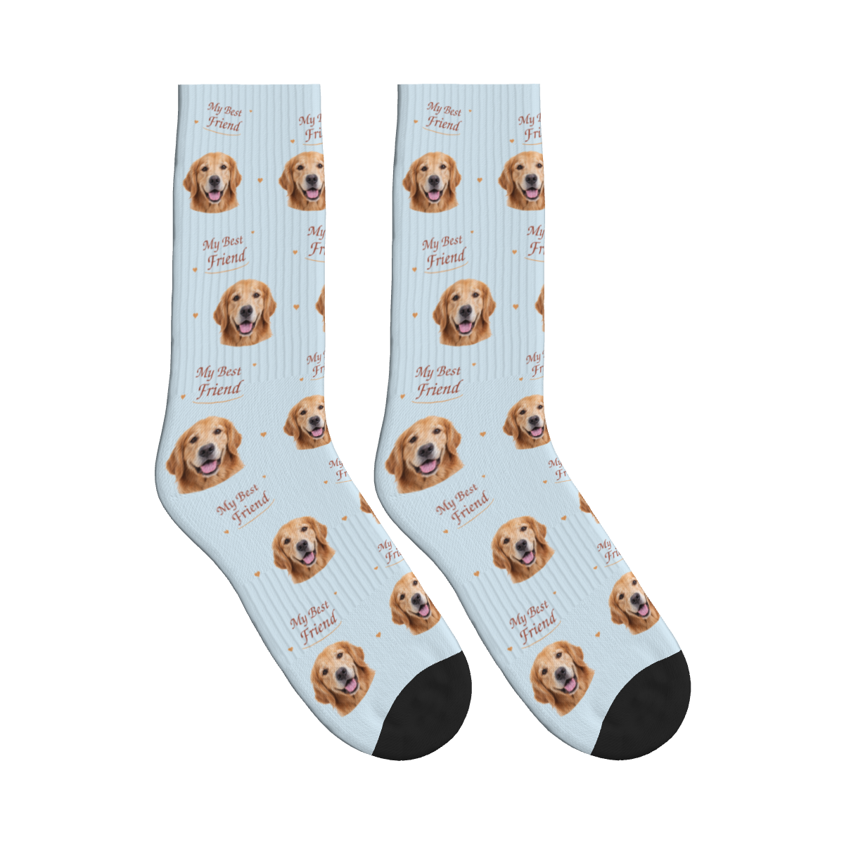 My Best Friend Dog Face Socks in Powder Blue with a custom dog photo