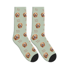 My Best Friend Dog Face Socks in Soft Sage with a custom dog photo