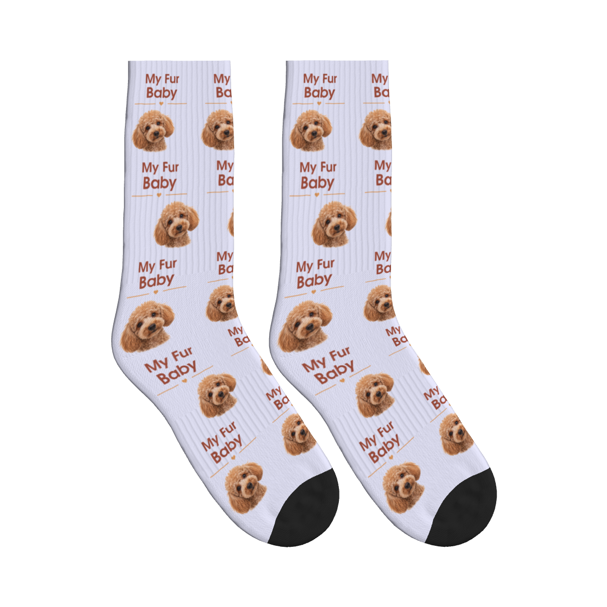 My Fur Baby Dog Face Socks in Lavender with a custom dog photo