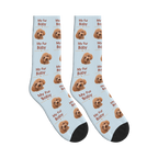 My Fur Baby Dog Face Socks in Powder Blue with a custom dog photo
