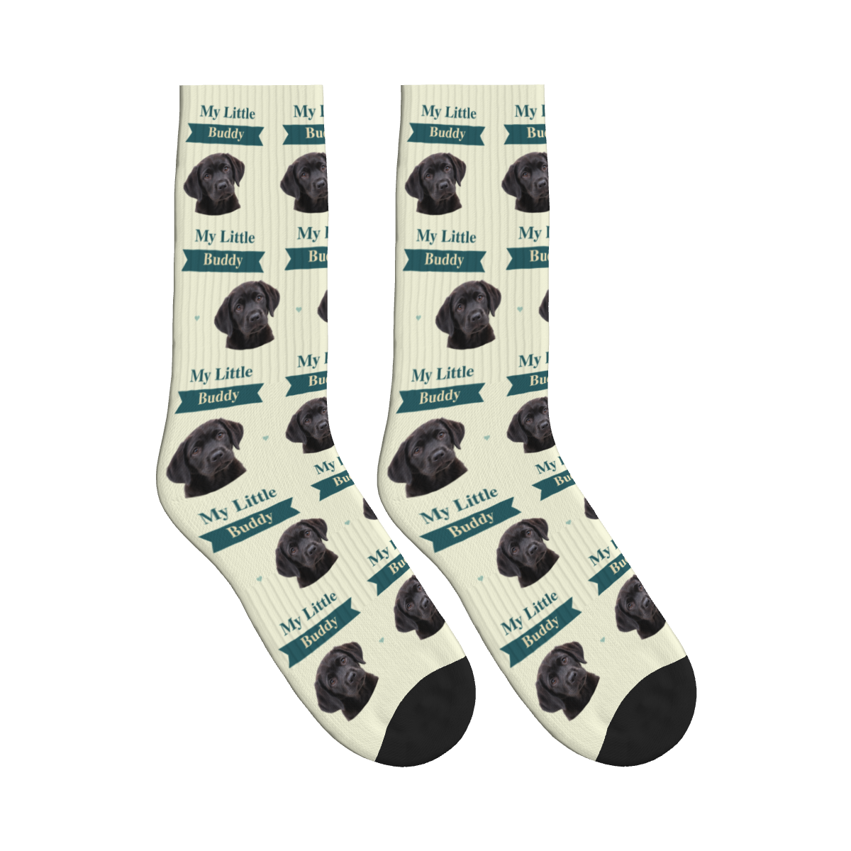 My Little Buddy Dog Face Socks in Beige with a custom dog photo