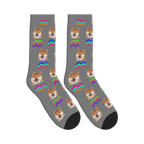 Neon Chevron Dog Face Socks in Gray with a custom dog photo