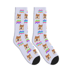 Neon Chevron Dog Face Socks in Lavender with a custom dog photo