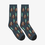 Statue of Liberty Dog Face Socks in Charcoal Gray with a custom dog photo