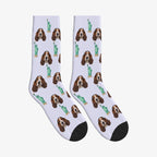 Statue of Liberty Dog Face Socks in Lavender with a custom dog photo