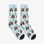 Statue of Liberty Dog Face Socks in Powder Blue with a custom dog photo
