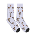 Nutcracker Soldier Dog Face Socks in Lavender with a custom dog photo