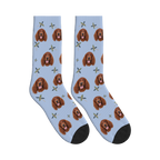 Paper Pinwheel Dog Face Socks in Periwinkle with a custom dog photo