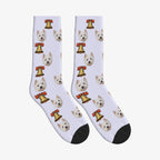 Liberty Bell Dog Face Socks in Lavender with a custom dog photo