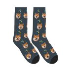Pickleball Paddles Dog Face Socks in Charcoal Gray with a custom dog photo