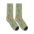 Pickleball Paddles Dog Face Socks in Sage Green with a custom dog photo