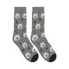 Pine Tree Dog Face Socks in Gray with a custom dog photo