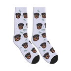 Pond Dragonfly Dog Face Socks in Lavender with a custom dog photo