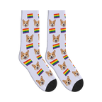 Pride Flags Dog Face Socks in Lavender with a custom dog photo
