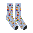 Pride Flags Dog Face Socks in Periwinkle with a custom dog photo
