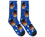 Puppy Magician Socks with Magic Elements - Cobalt Blue / Crew Socks