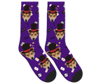 Puppy Magician Socks with Magic Elements - Deep Purple / Crew Socks