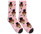 Puppy Magician Socks with Magic Elements - Pink / Crew Socks