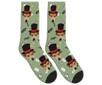 Puppy Magician Socks with Magic Elements - Sage Green / Crew Socks