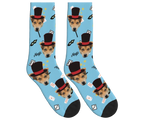 Puppy Magician Socks with Magic Elements - Sky Blue / Crew Socks