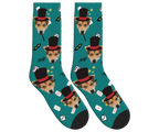 Puppy Magician Socks with Magic Elements - Teal / Crew Socks