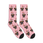 Golden Gate Bridge Dog Face Socks in Pink with a custom dog photo