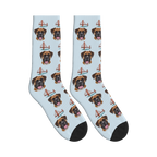 Golden Gate Bridge Dog Face Socks in Powder Blue with a custom dog photo