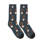 Santa Head Dog Face Socks in Charcoal Gray with a custom dog photo
