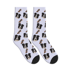 Skateboard Session Dog Face Socks in Lavender with a custom dog photo