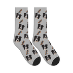 Skateboard Session Dog Face Socks in Light Gray with a custom dog photo